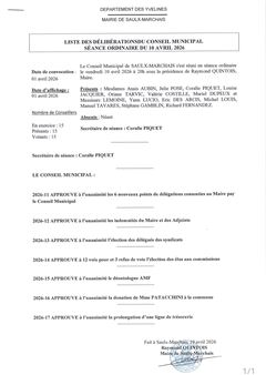 Délibérations CM 10 avril 2026 Délibérations CM 10 avril 2026